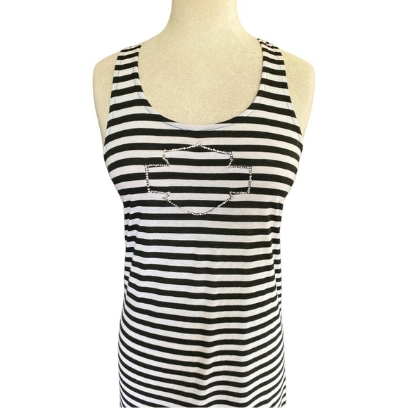 NWT HARLEY DAVIDSON MAXI DRESS RHINESTONE BAR AND SHIELD ON FRONT - Picture 3 of 12